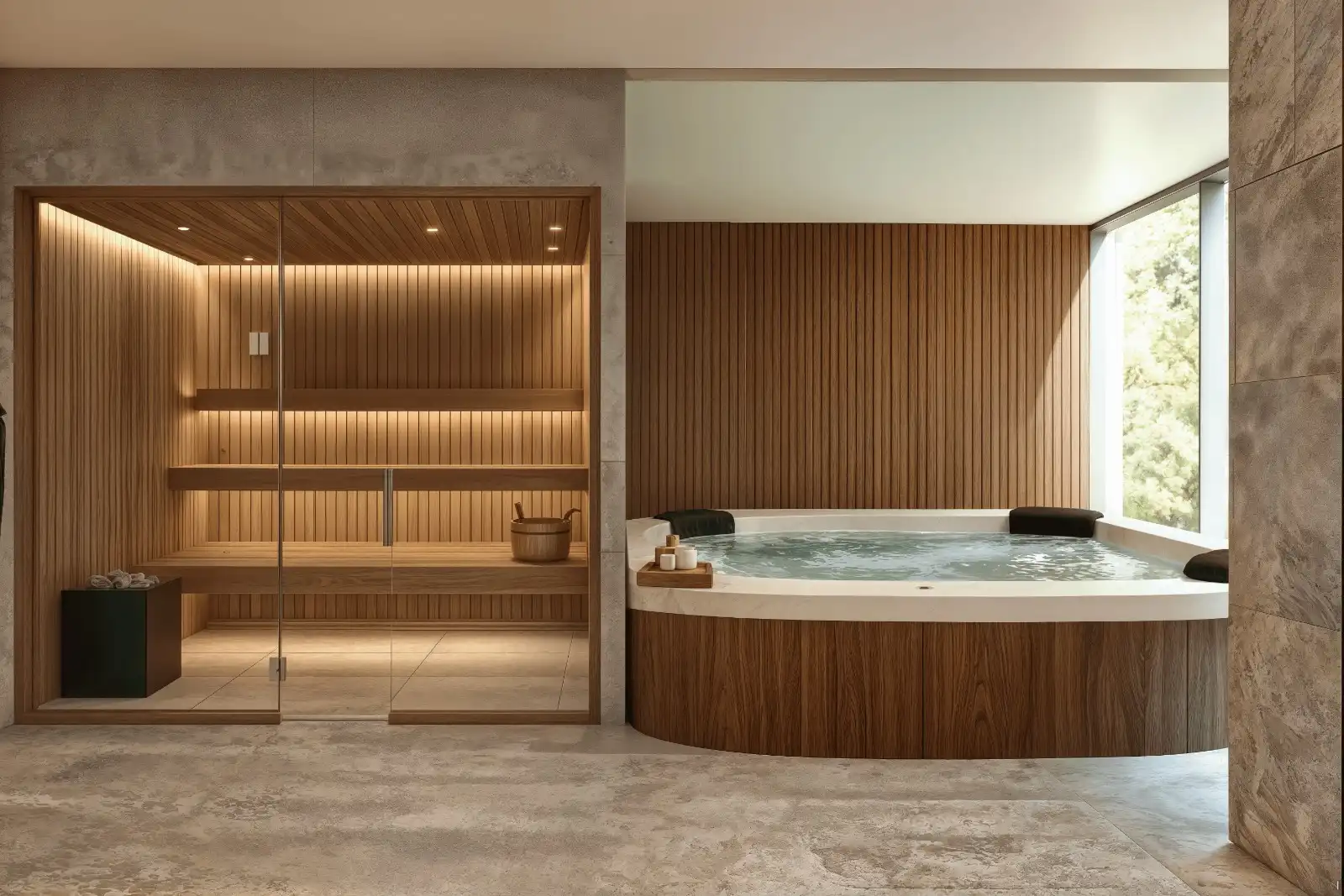 Sauna et jacuzzi de la résidence Honest Signature 7 à Marrakech