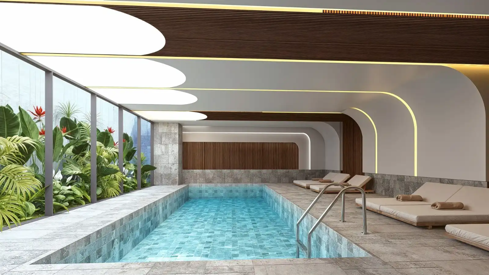 Piscine intérieure de la résidence Honest Signature 7 à Guéliz